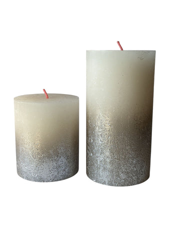 Rustic White & Metallic Silver Ombre Pillar Candles | 2 Sizes - Thedanes.co.uk - Creative & Sustainable Living The Scandinavian Way