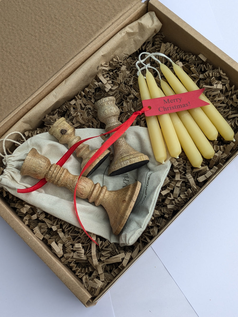 Wooden Set of 3 Chime Candleholders with Candles | Gift Set - Thedanes.co.uk - Creative & Sustainable Living The Scandinavian Way