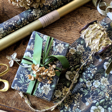 Winter Deer & Foliage Christmas Gift Wrapping Paper | 3M Roll | Recyclable - Thedanes.co.uk - Creative & Sustainable Living The Scandinavian Way