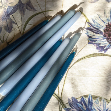 8 Tapered Dinner Candles | Blue Colour Mix - Thedanes.co.uk - Creative & Sustainable Living The Scandinavian Way