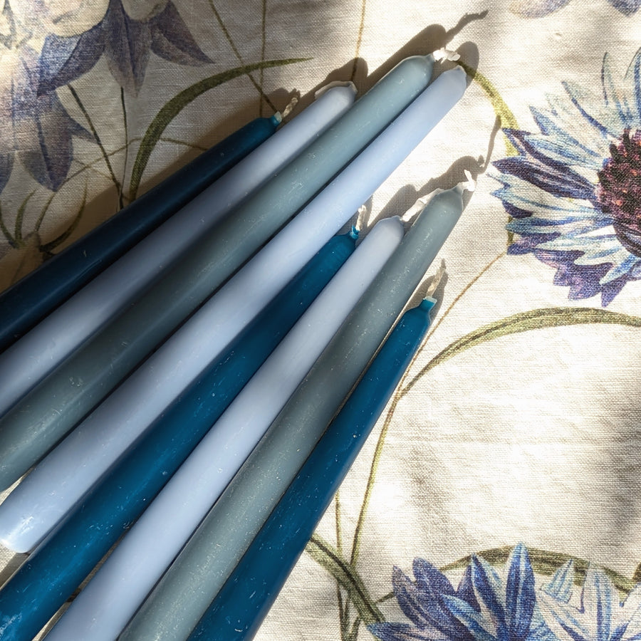 8 Tapered Dinner Candles | Blue Colour Mix - Thedanes.co.uk - Creative & Sustainable Living The Scandinavian Way