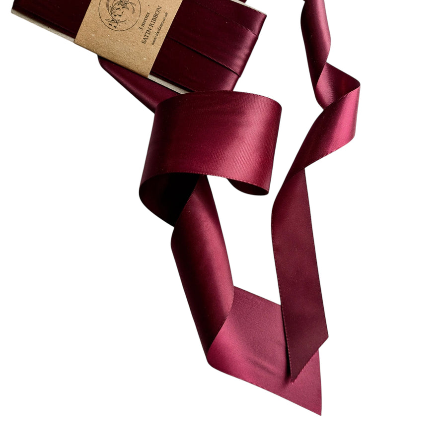 Burgundy Luxury Double Faced Satin Silk Ribbon 3M | 25mm or 50mm - Thedanes.co.uk - Creative & Sustainable Living The Scandinavian Way