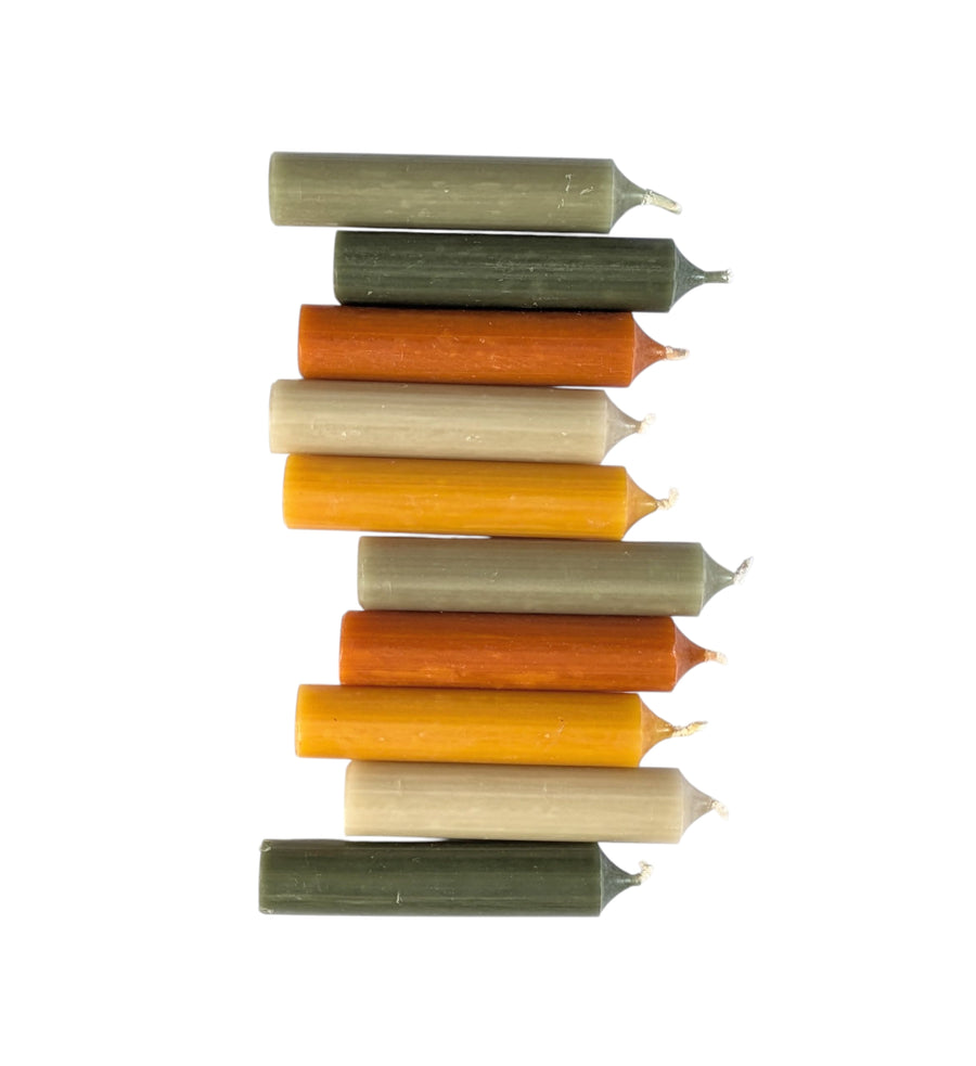 10 Mixed Short Dinner Candles | Warm Autumn Colours - Thedanes.co.uk - Creative & Sustainable Living The Scandinavian Way