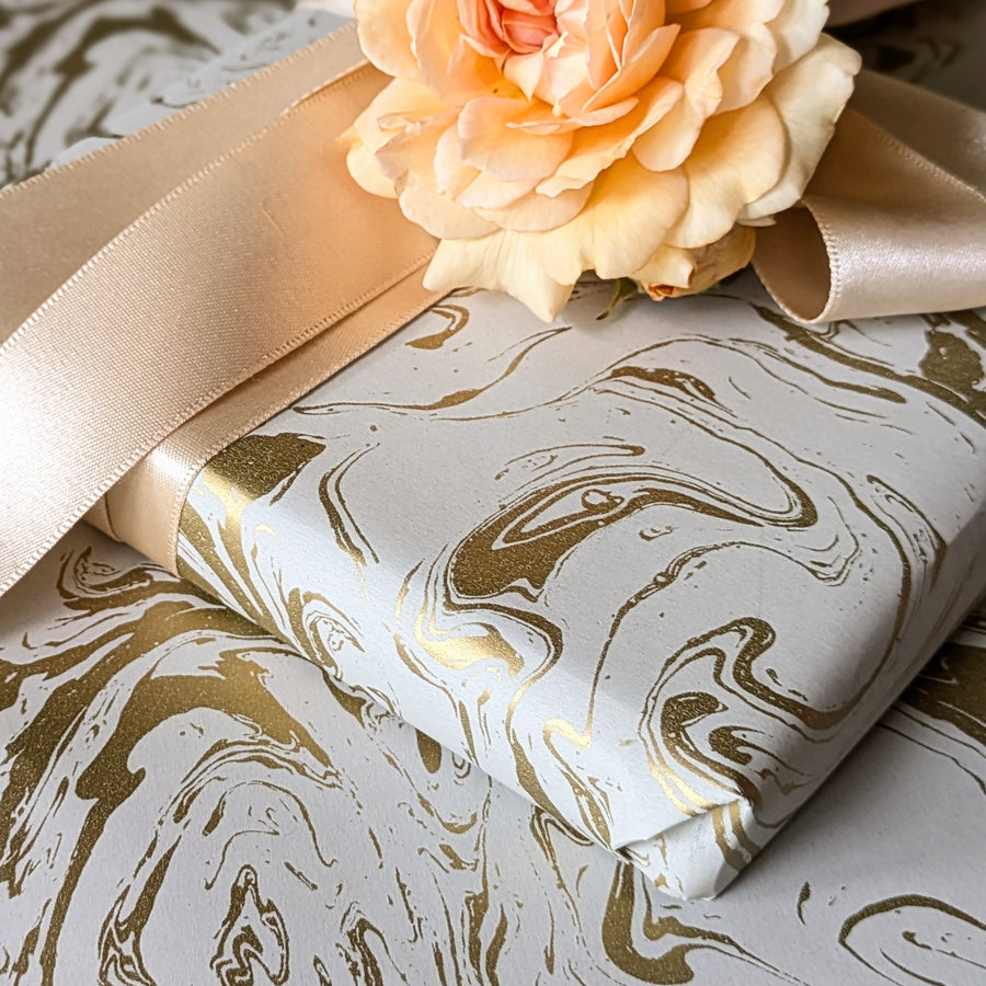 Gold Marble Gift Wrapping Paper| 57cm x 3M Recyclable - Thedanes.co.uk - Creative & Sustainable Living The Scandinavian Way