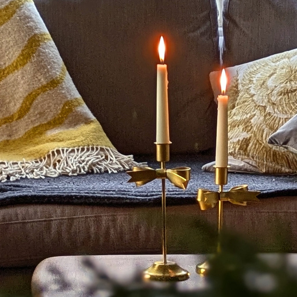 Gold Bow Metal Candle Holders | 3 Sizes | Fair Trade