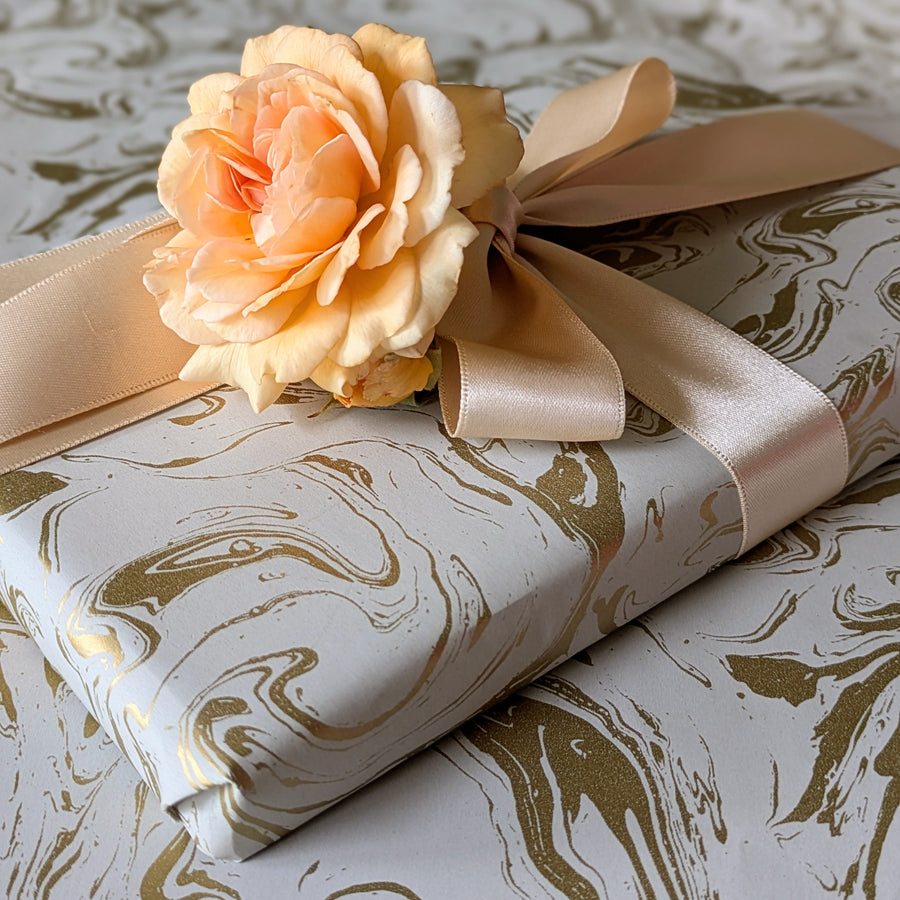 Gold Marble Gift Wrapping Paper| 57cm x 3M Recyclable - Thedanes.co.uk - Creative & Sustainable Living The Scandinavian Way