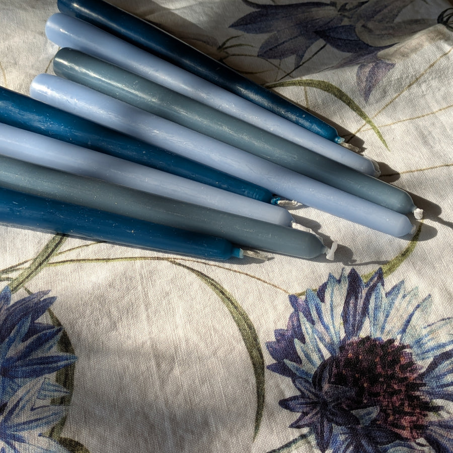 8 Tapered Dinner Candles | Blue Colour Mix - Thedanes.co.uk - Creative & Sustainable Living The Scandinavian Way