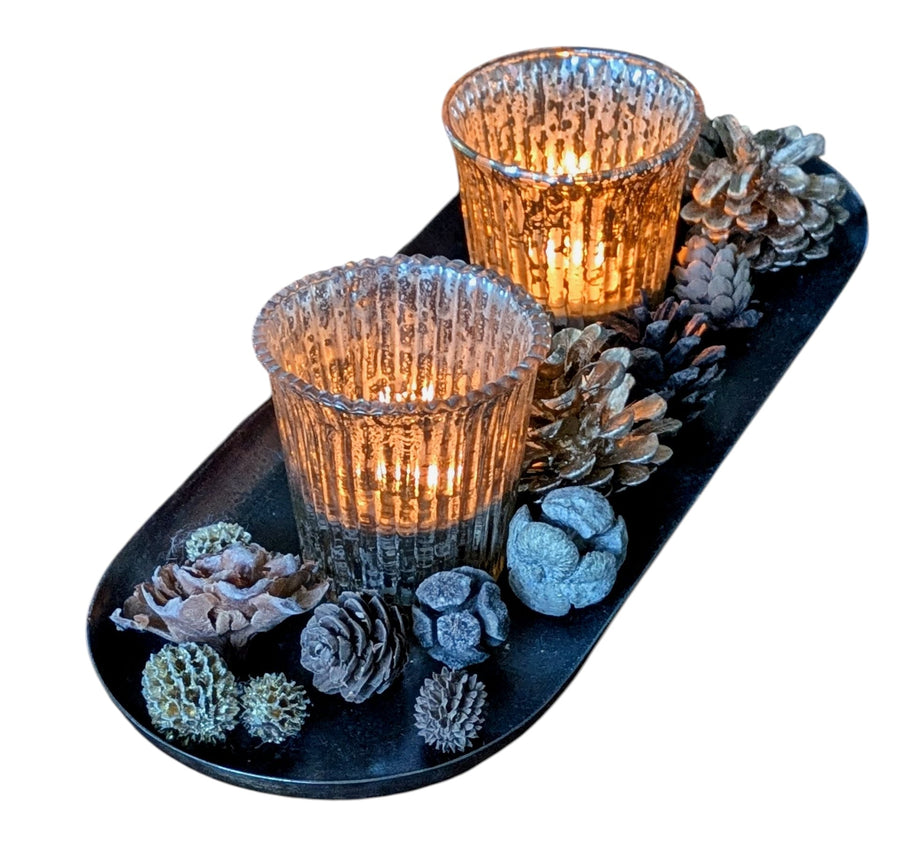 Scandi 'Hygge In A Box' Gift Set | Metal Tray With 2 Glass Votives - Thedanes.co.uk - Creative & Sustainable Living The Scandinavian Way