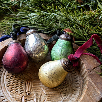 Small Pear Drop Glass Bauble Decorations - Set of 4 Assorted - Thedanes.co.uk - Creative & Sustainable Living The Scandinavian Way