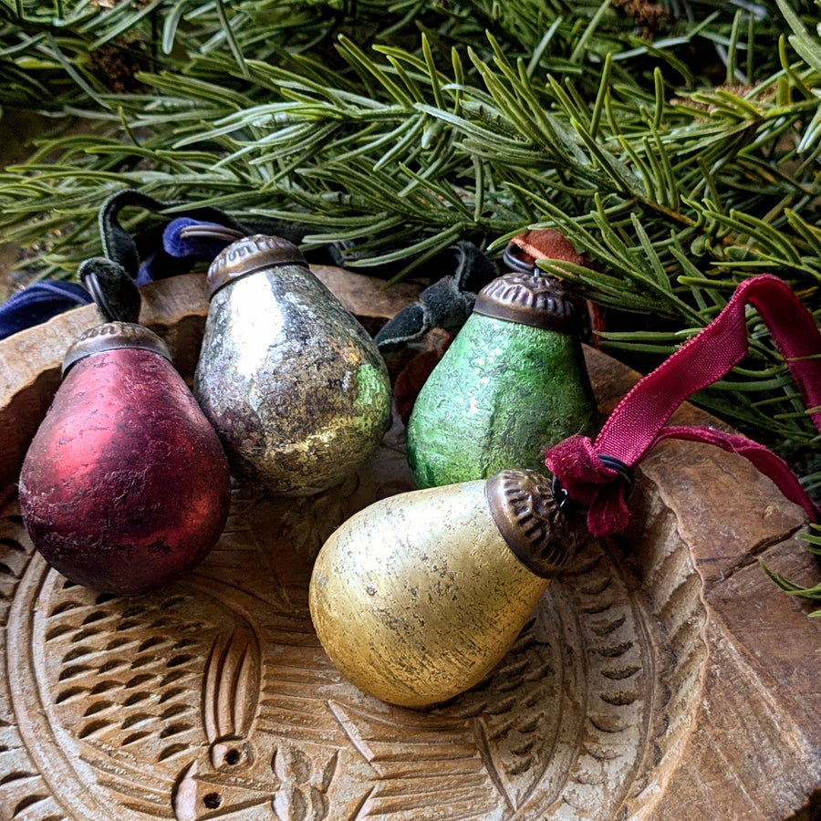 Small Pear Drop Glass Bauble Decorations - Set of 4 Assorted - Thedanes.co.uk - Creative & Sustainable Living The Scandinavian Way