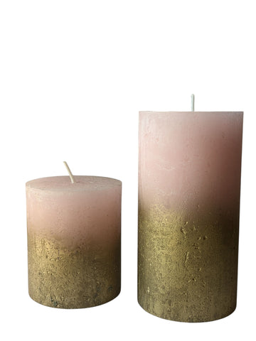 Rustic Pink & Metallic Ombre Pillar Candle - Thedanes.co.uk - Creative & Sustainable Living The Scandinavian Way