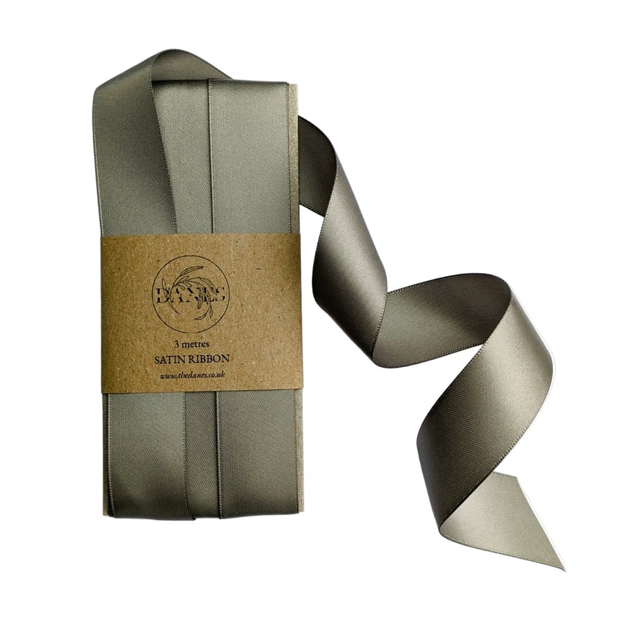 Pewter Grey Luxury Double Faced Satin Silk Ribbon | 25mm x 3M - Thedanes.co.uk - Creative & Sustainable Living The Scandinavian Way