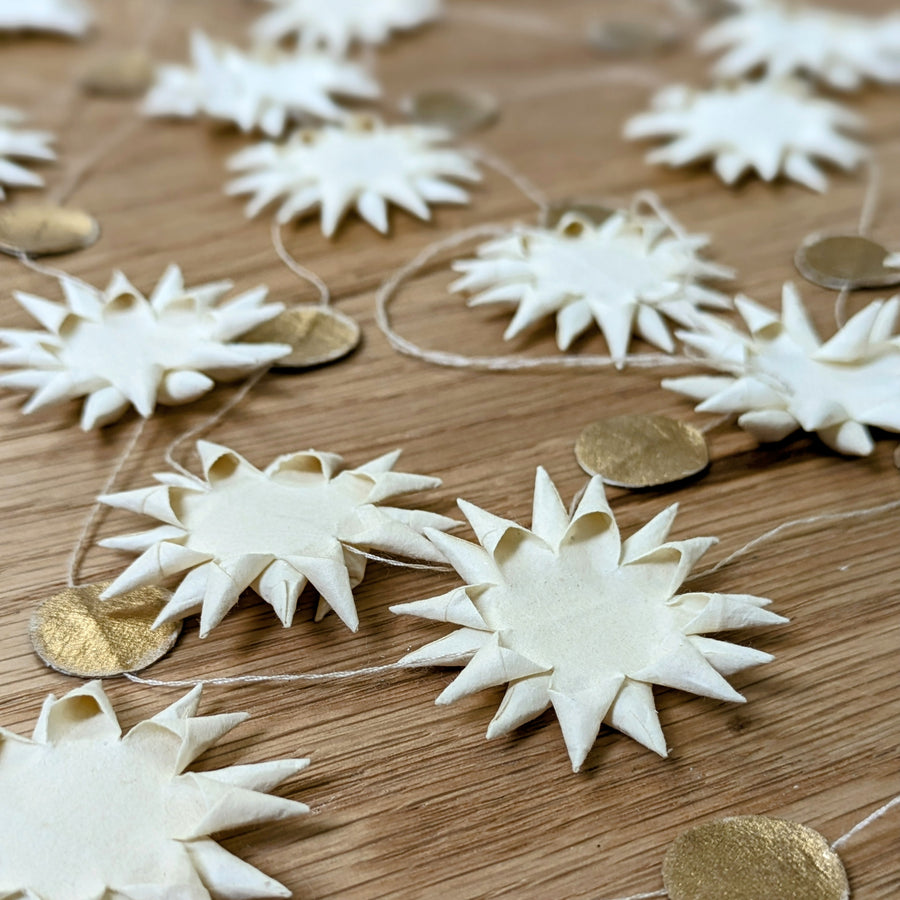 White & Gold Mini Star Garland - Fair Trade | 3Mtr - Thedanes.co.uk - Creative & Sustainable Living The Scandinavian Way