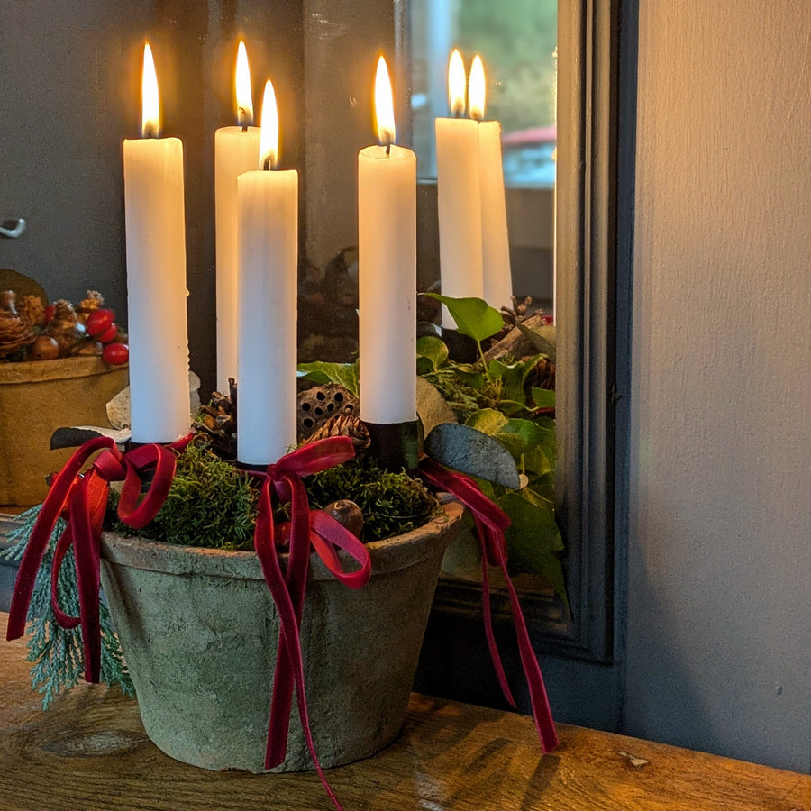 Seasonal Scandi Terracotta Pot With Candles | Gift Set - Thedanes.co.uk - Creative & Sustainable Living The Scandinavian Way