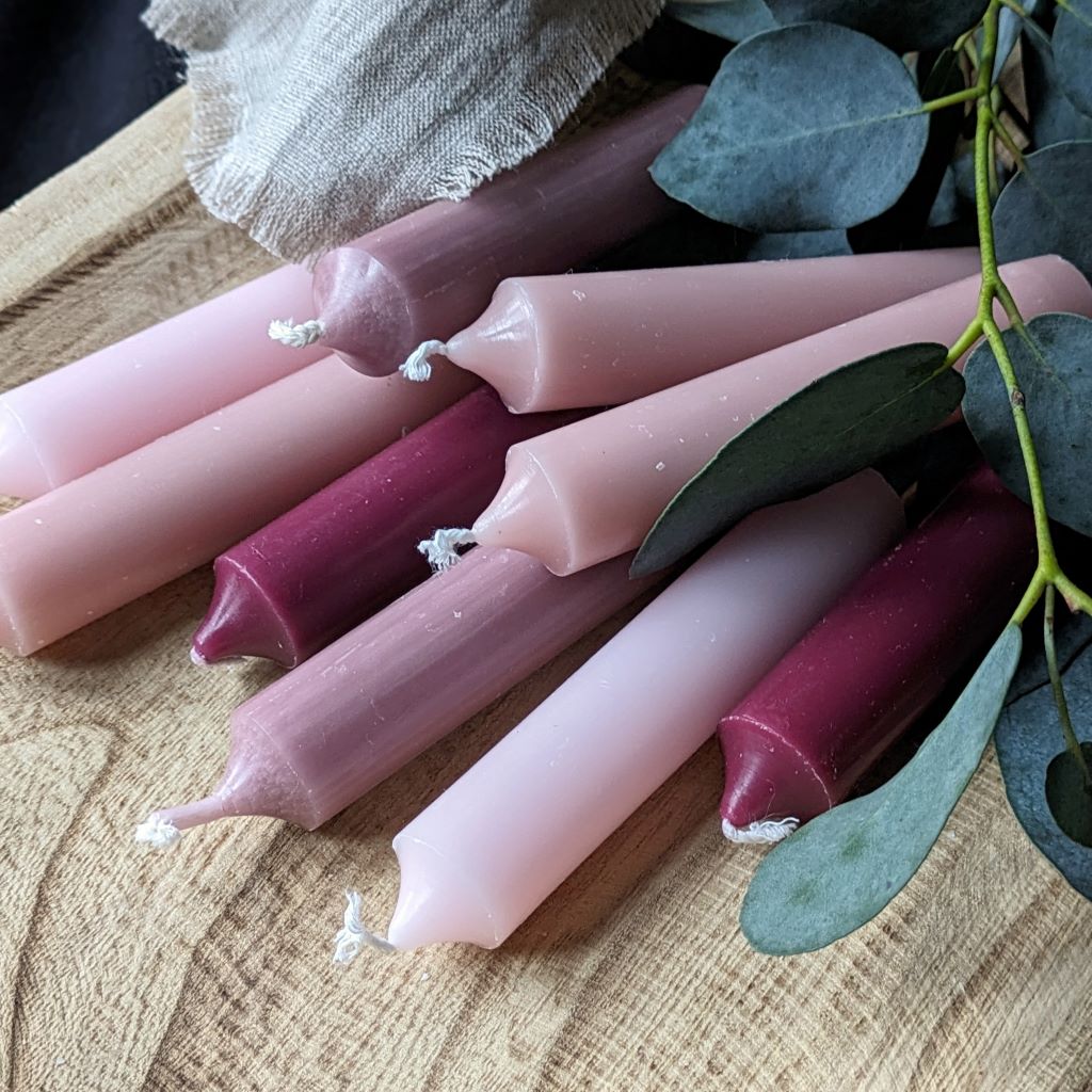 10 Mixed Short Dinner Candles | Pink Colour Assortment - Thedanes.co.uk - Creative & Sustainable Living The Scandinavian Way