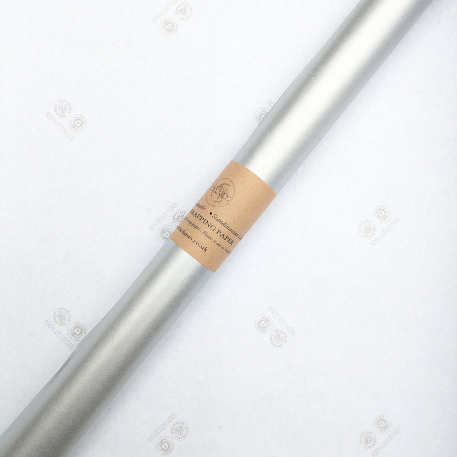 Silver Recycled Wrapping Paper - 3M x 50cm | 100% Recyclable Eco Paper - Thedanes.co.uk - Creative & Sustainable Living The Scandinavian Way