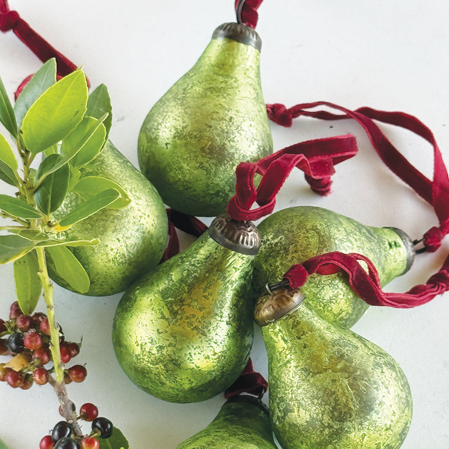 Antique Green Glass Pear Bauble Decoration | 2 Sizes - Thedanes.co.uk - Creative & Sustainable Living The Scandinavian Way
