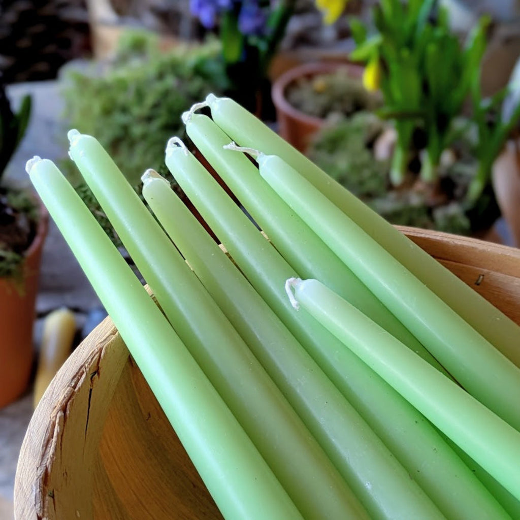 8 Spring Green Tapered Dinner Candles - Thedanes.co.uk - Creative & Sustainable Living The Scandinavian Way