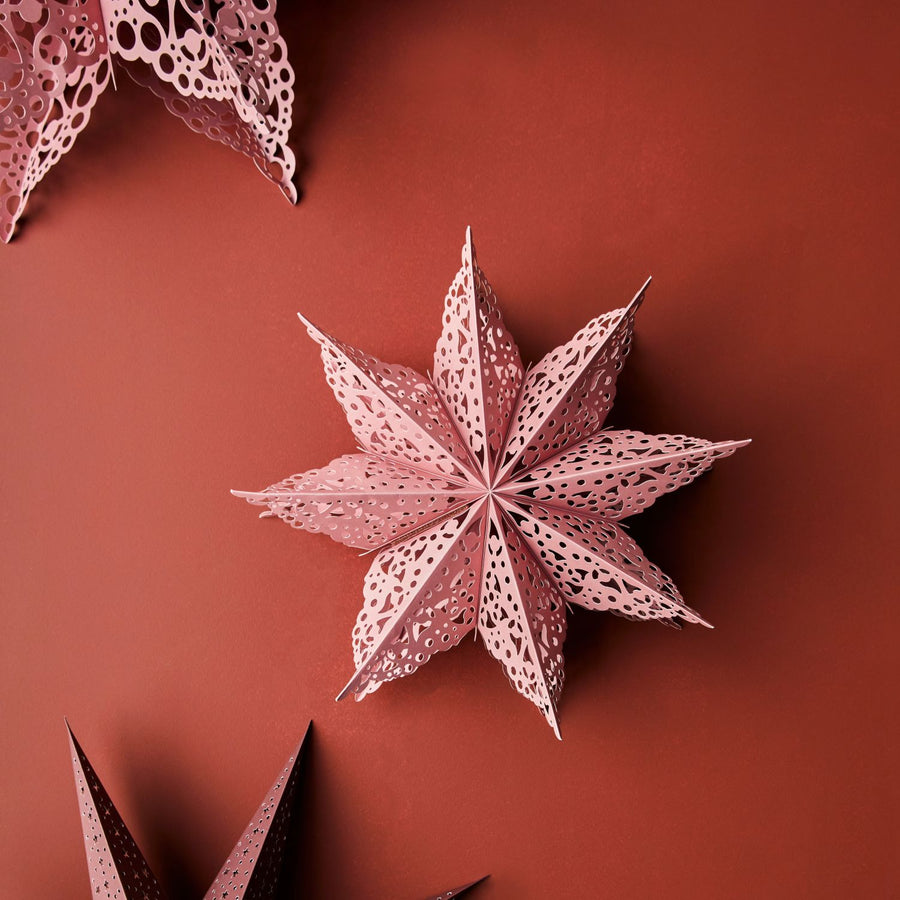 Dusty Rose Star Lace Paper Lantern | 40cm - Thedanes.co.uk - Creative & Sustainable Living The Scandinavian Way