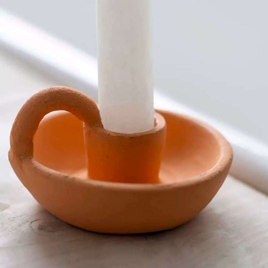 Terracotta Wee Willy Winkie Candle Holder - Rustic Clay Handmade - Thedanes.co.uk - Creative & Sustainable Living The Scandinavian Way