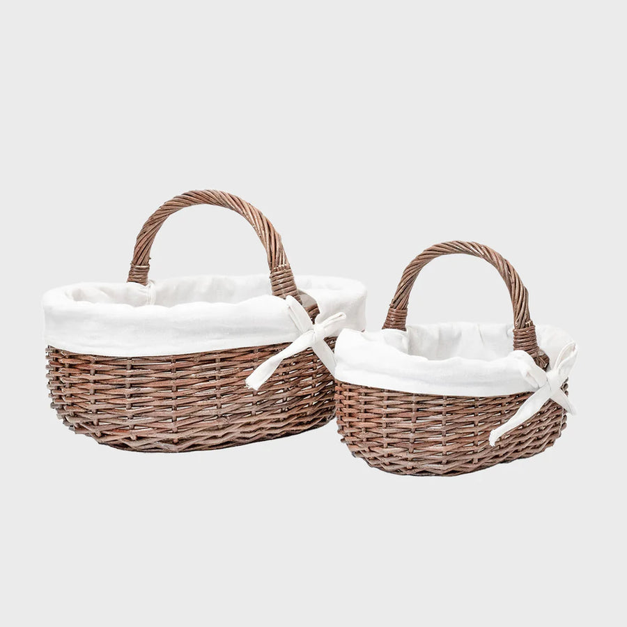 Wicker Gift Basket with Cotton Liner | Set of Two - Thedanes.co.uk - Creative & Sustainable Living The Scandinavian Way
