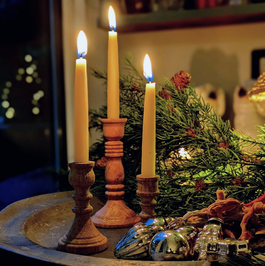 Wooden Set of 3 Chime Candleholders with Candles | Gift Set - Thedanes.co.uk - Creative & Sustainable Living The Scandinavian Way