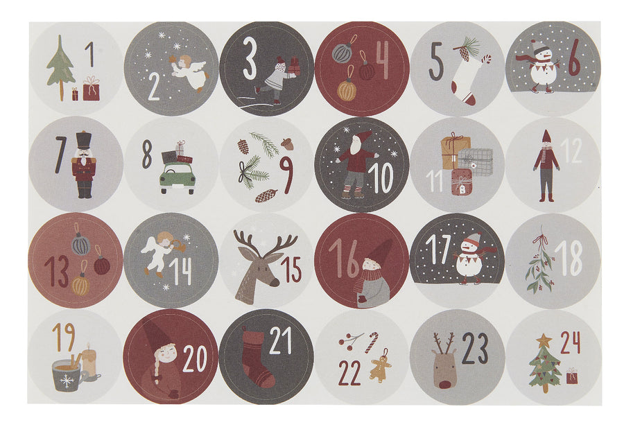 1-24 Christmas Advent Calendar Stickers - 3 Varieties - The Danes