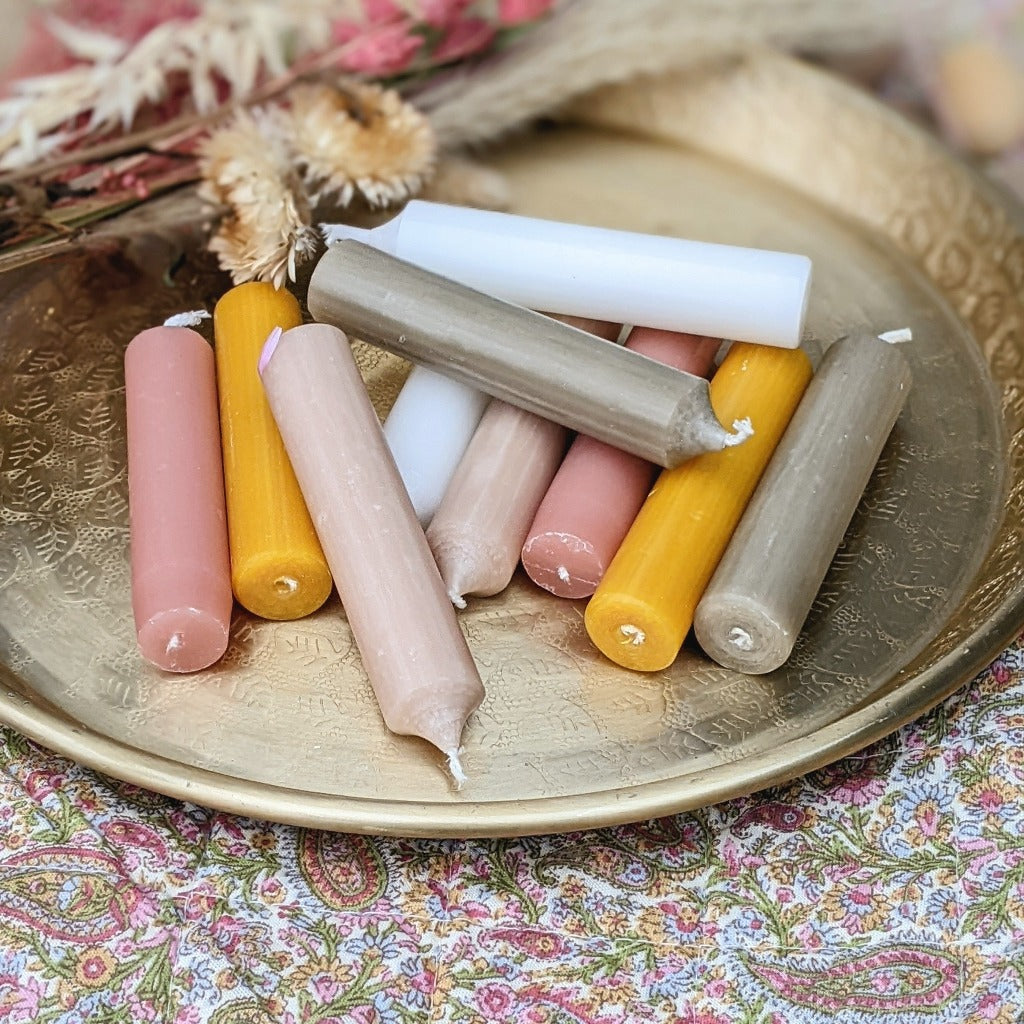 10 Mixed Short Dinner Candles | Soft Summer Shades - Thedanes.co.uk - Creative & Sustainable Living The Scandinavian Way