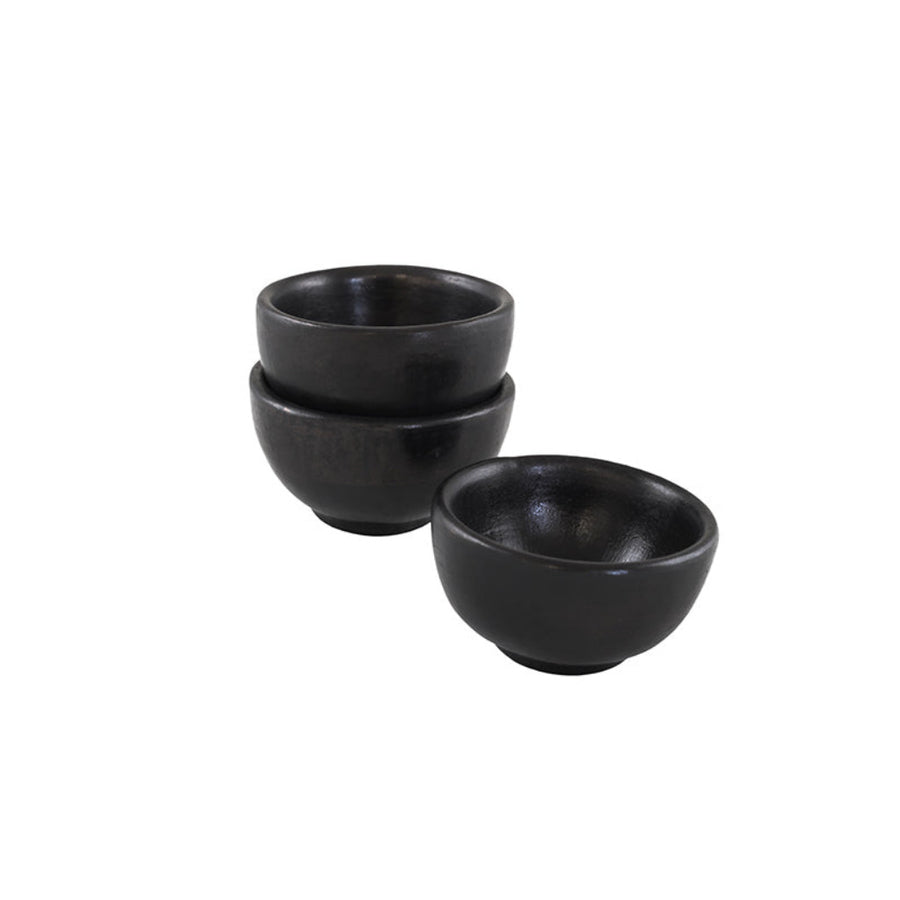 Small Black Terracotta Dipping Bowl - Set of 3 - The Danes