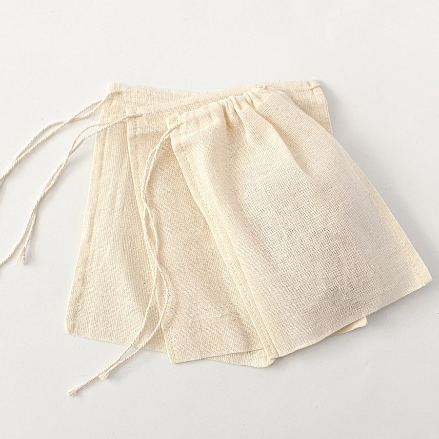 5 Small Cotton Drawstring Bags - The Danes
