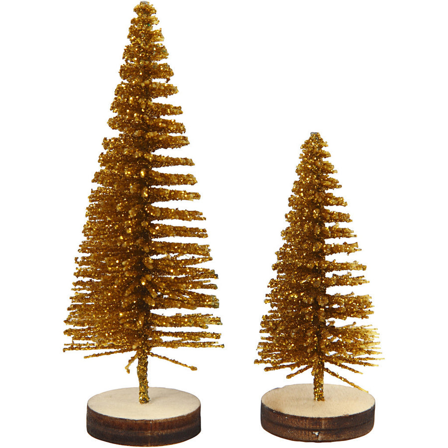 5 Small Gold Bottle Brush Trees - The Danes