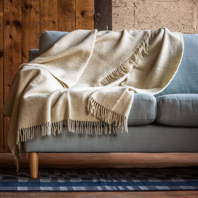 Recycled Wool Blanket - Cream Latte | By Tweedmill