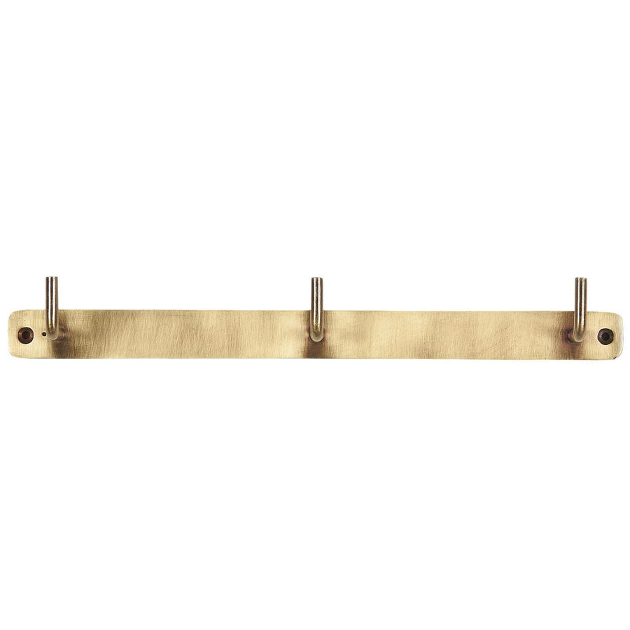 Antique Brass 3 Hook Rack - 30.5cm