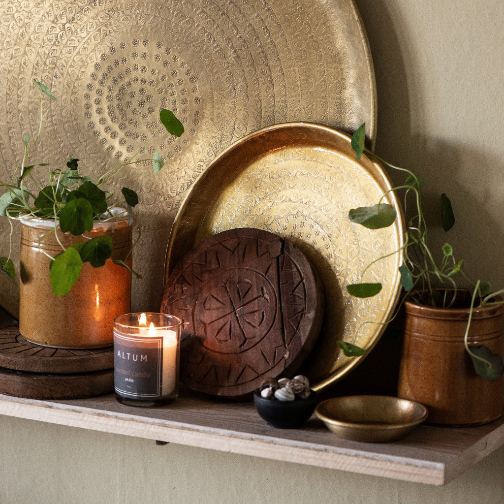 Antique Brass Display Tray With Leaf Pattern - 30cm Or 11cm - Thedanes.co.uk - Creative & Sustainable Living The Scandinavian Way