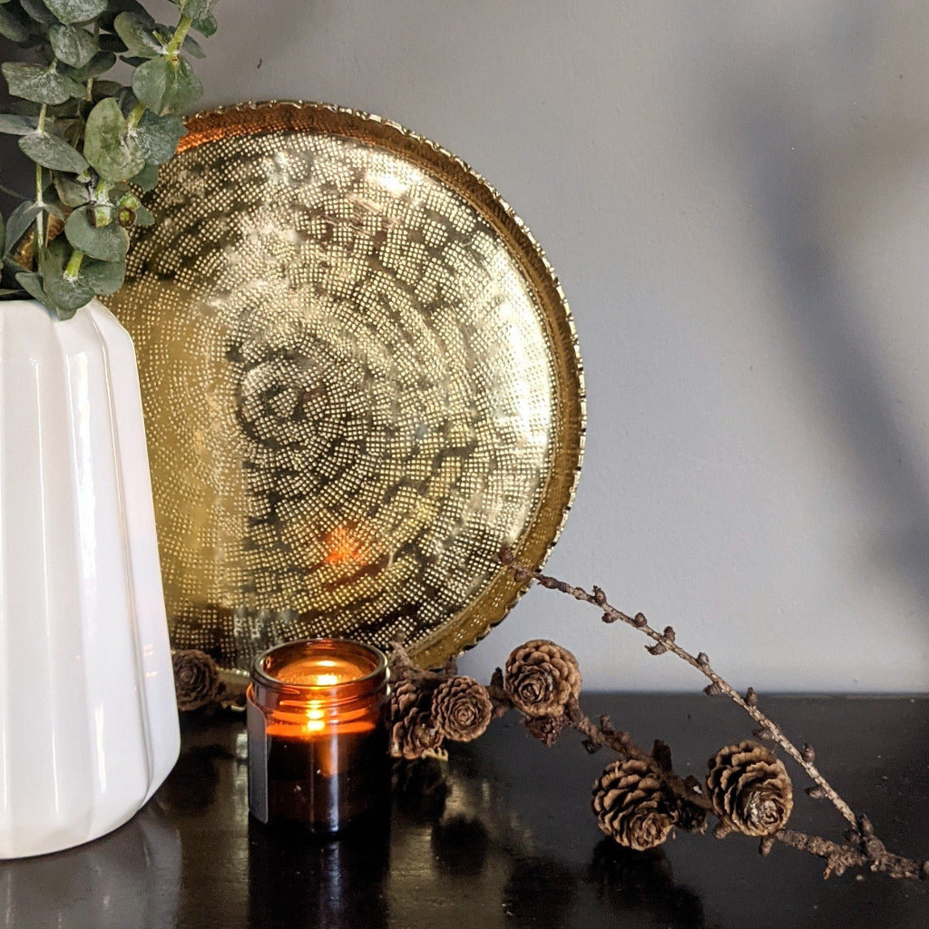 Antique Brass Display Tray With Pattern - 25cm - Thedanes.co.uk - Creative & Sustainable Living The Scandinavian Way