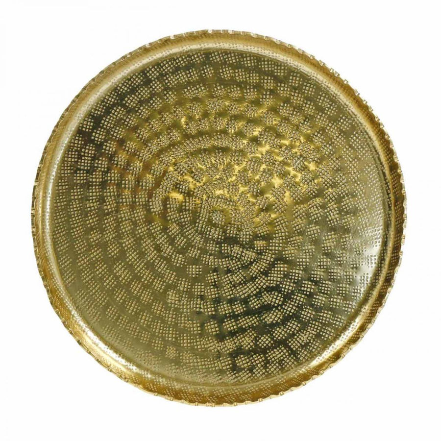 Antique Brass Display Tray With Pattern - 25cm - The Danes