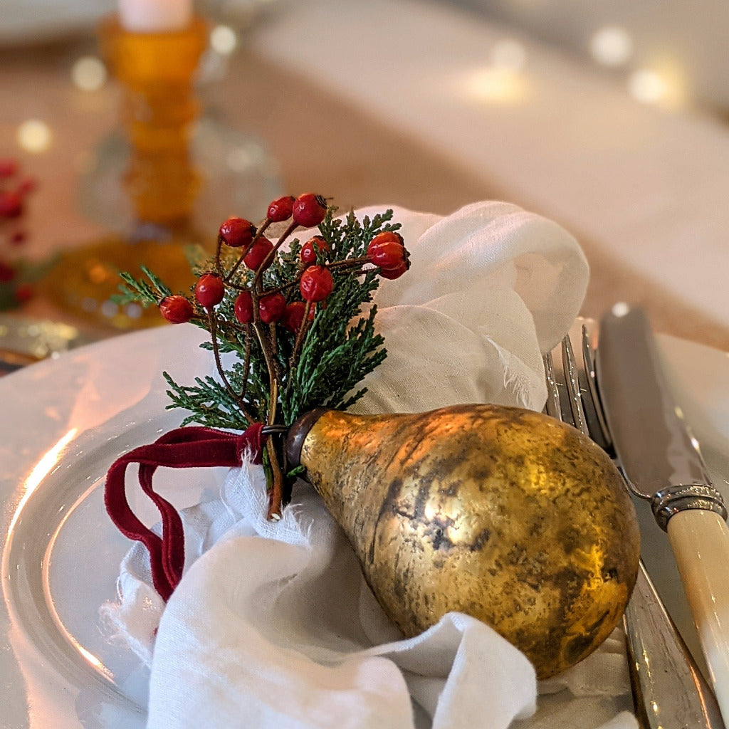 Antique Gold Glass Pear Bauble Decoration | 2 Sizes - Thedanes.co.uk - Creative & Sustainable Living The Scandinavian Way