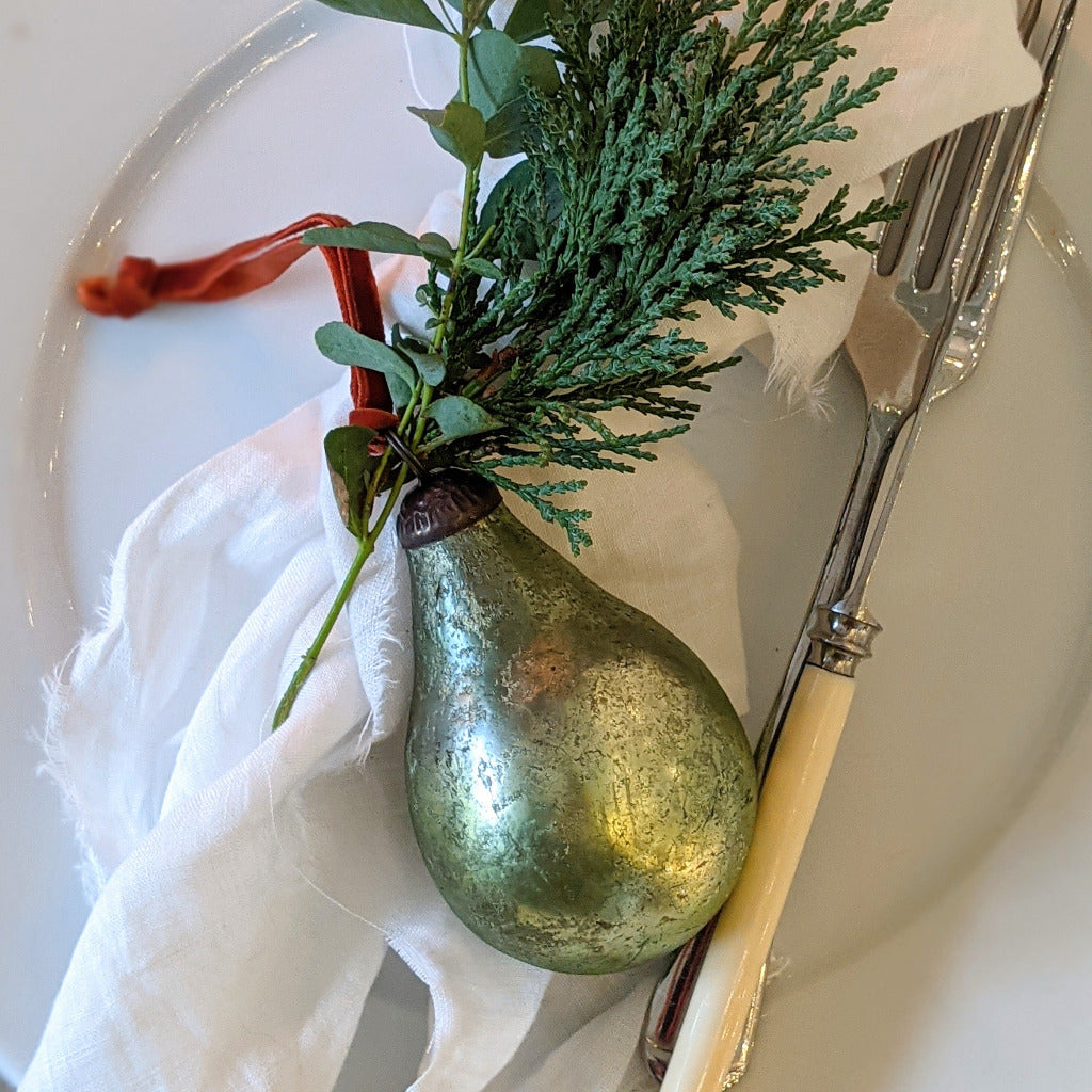 Antique Green Glass Pear Bauble Decoration | 2 Sizes - Thedanes.co.uk - Creative & Sustainable Living The Scandinavian Way