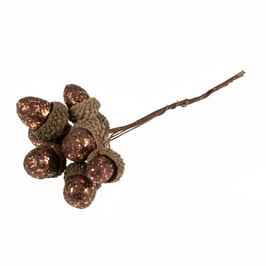 Decorative Copper Glitter Acorn Wire Picks - The Danes