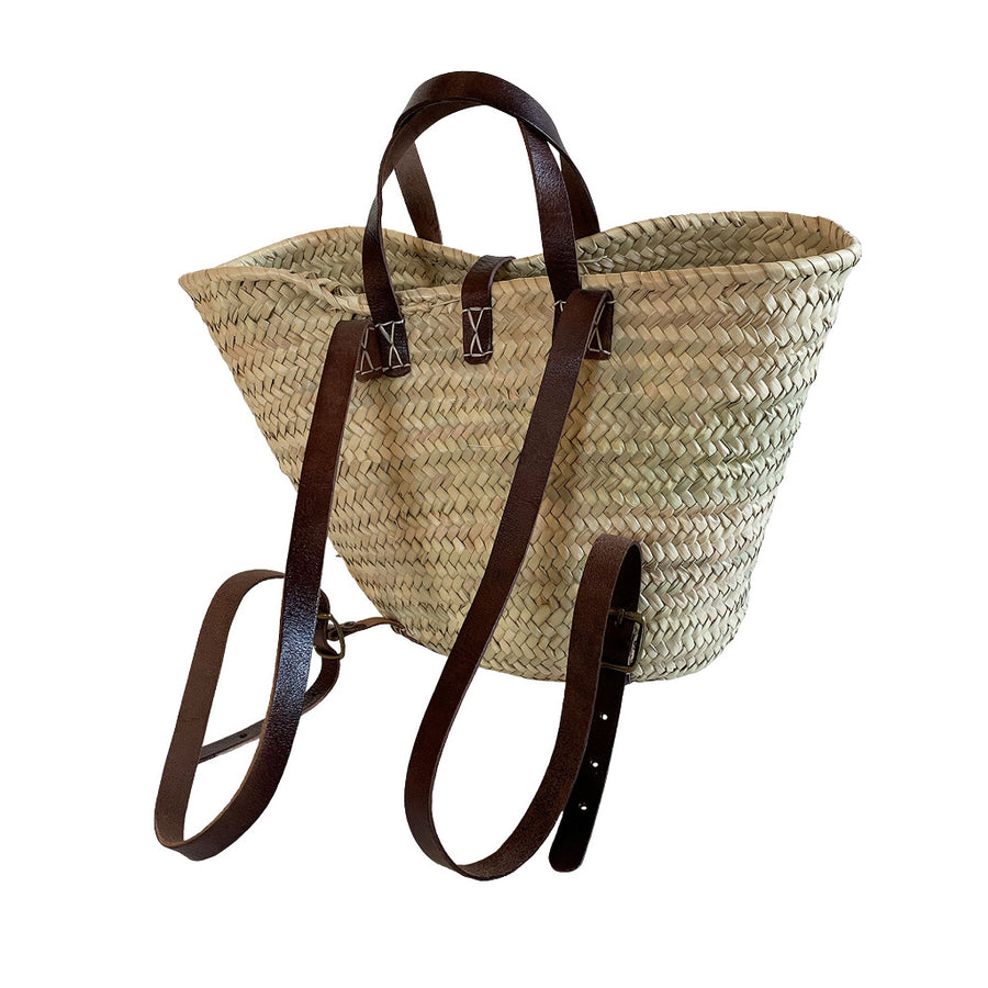 Backpack Market Basket - Adjustable Leather Straps - The Danes