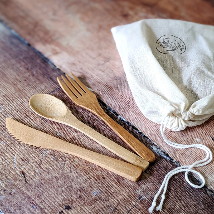 Bamboo Cutlery Sets - Knife, Fork & Spoon - The Danes