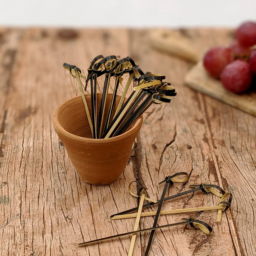Black Bamboo Cocktail Sticks - Looped - The Danes