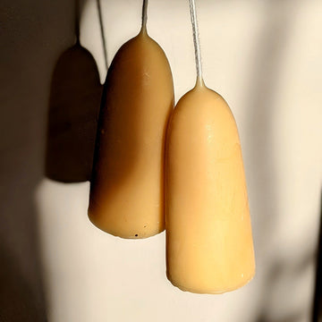 British Made Dipped Beeswax Stubby Candles - Pair of 2 - The Danes