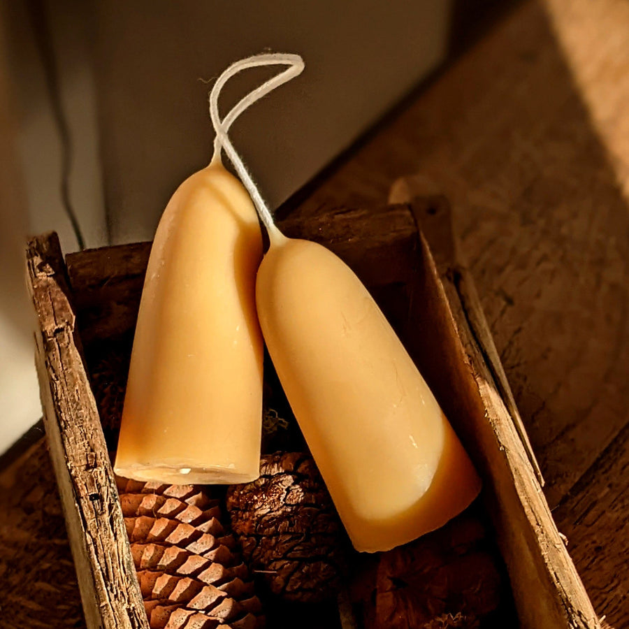 British Made Dipped Beeswax Stubby Candles - Pair of 2 - The Danes