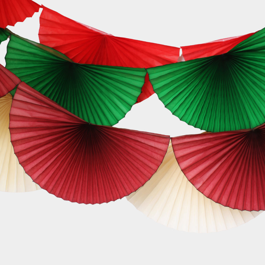 Christmas Tissue Paper Fan Garland - Red Or Green - Thedanes.co.uk - Creative & Sustainable Living The Scandinavian Way