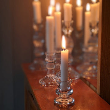 Clear Glass Dinner Candlestick - The Danes