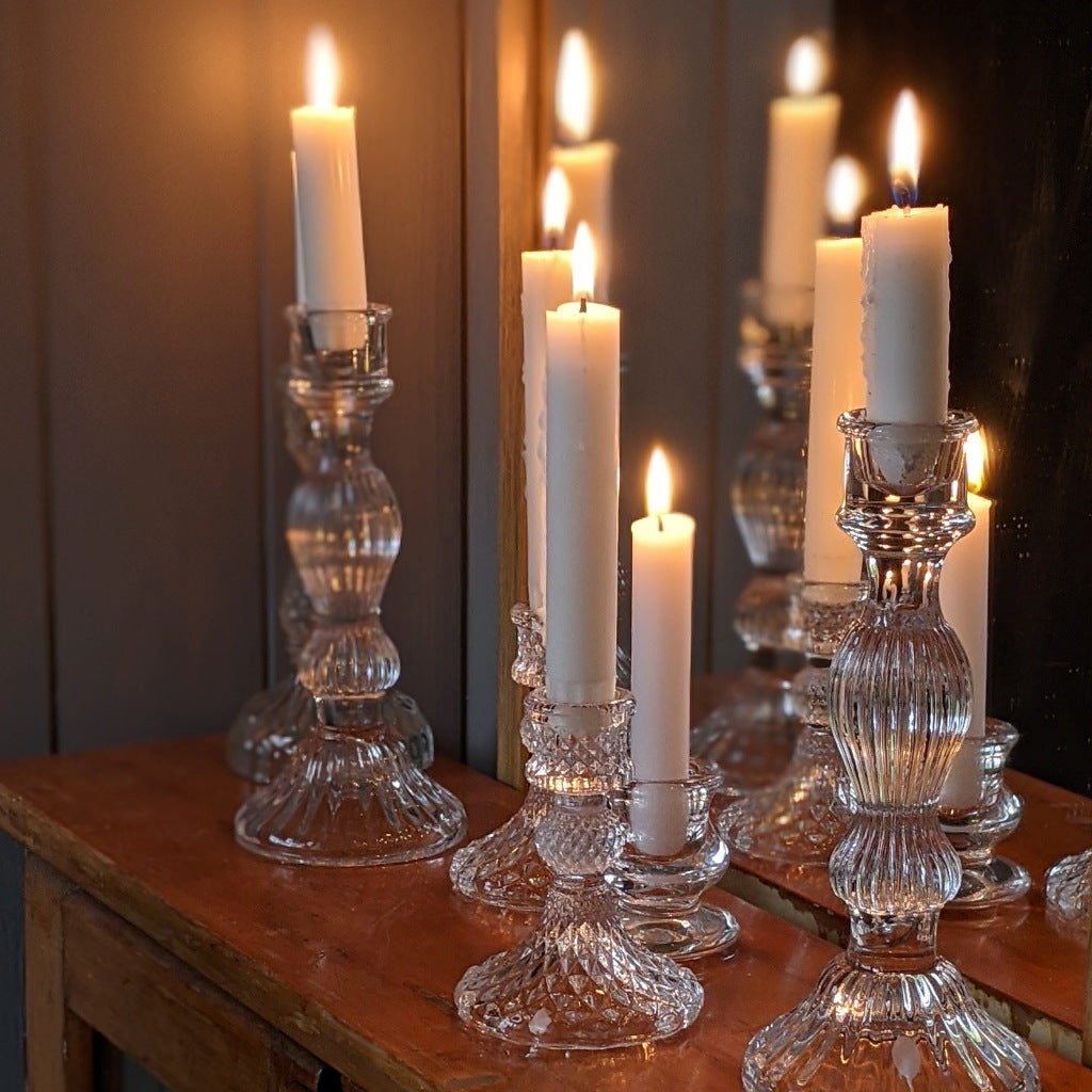 Tall Glass Dinner Candlestick - 20cm - Thedanes.co.uk - Creative & Sustainable Living The Scandinavian Way