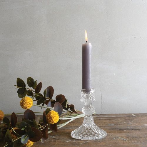 Clear Pressed Glass Dinner Candlestick - 10cm - Thedanes.co.uk - Creative & Sustainable Living The Scandinavian Way