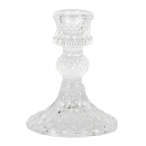 Clear Pressed Glass Dinner Candlestick - 10cm - The Danes