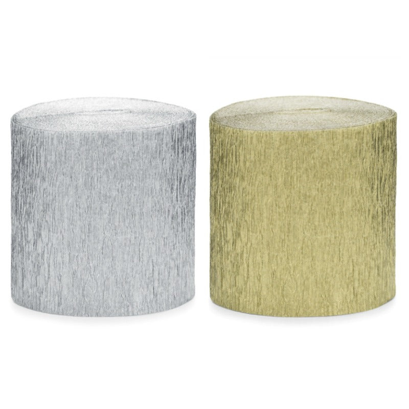 Metallic Paper Streamers - Silver or Gold | Pack of 4 - The Danes